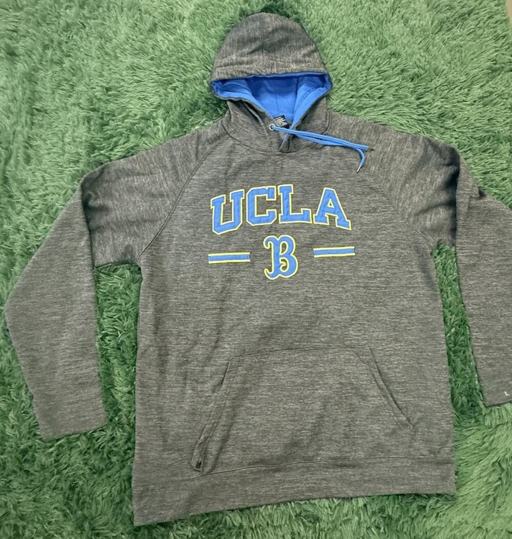UCLA Colosseum Men's XL Gray Blue Yellow Pullover Hoodie Sweatshirt Activewear